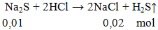 Na2S + 2HCl → 2NaCl + H2S ↑ | Cân bằng phương trình hóa học