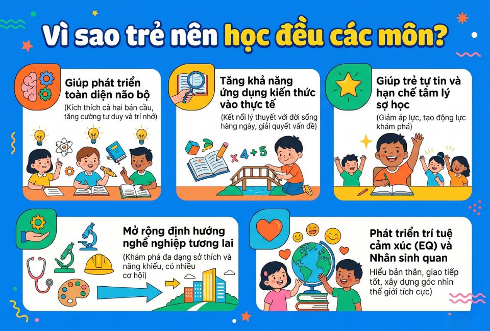 Vì sao ba mẹ nên cho trẻ học đều các môn?
