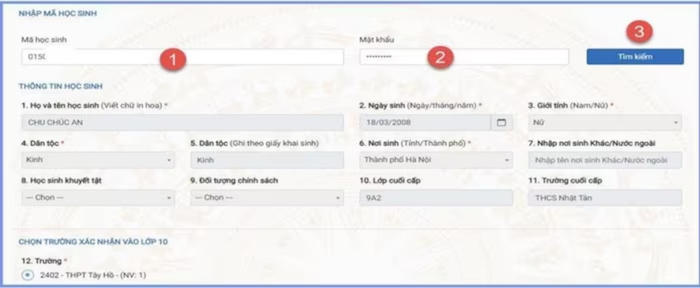 Điều chỉnh nguyện vọng nhập học trực tuyến 