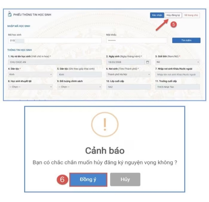 Hướng dẫn hủy xác nhận nhập học lớp 10 tại Hà Nội năm 2025