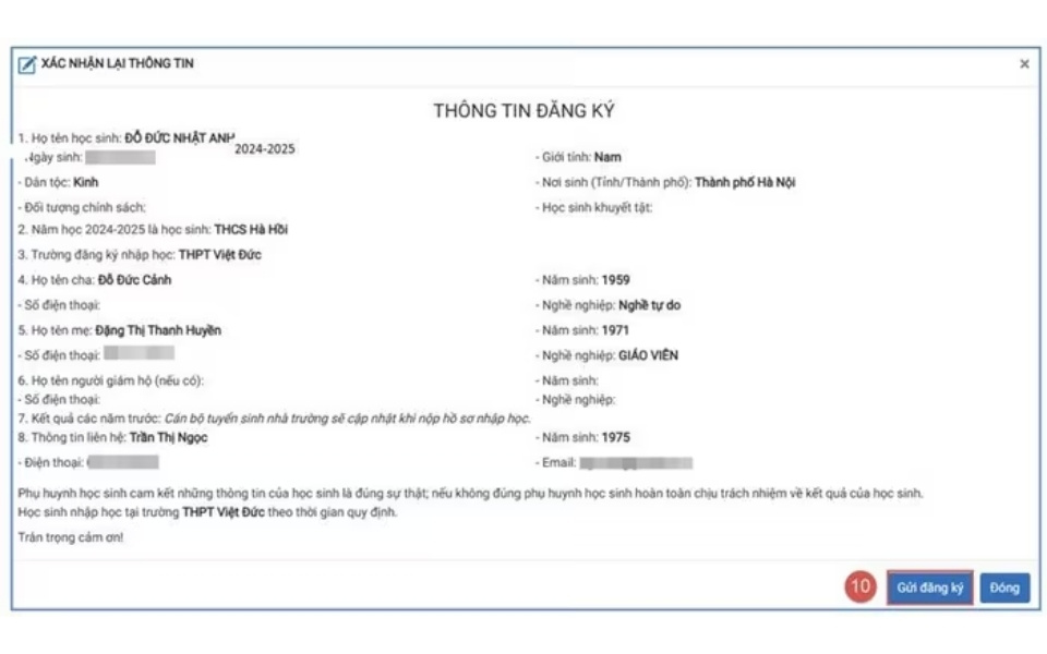 Điều chỉnh nguyện vọng nhập học trực tuyến 