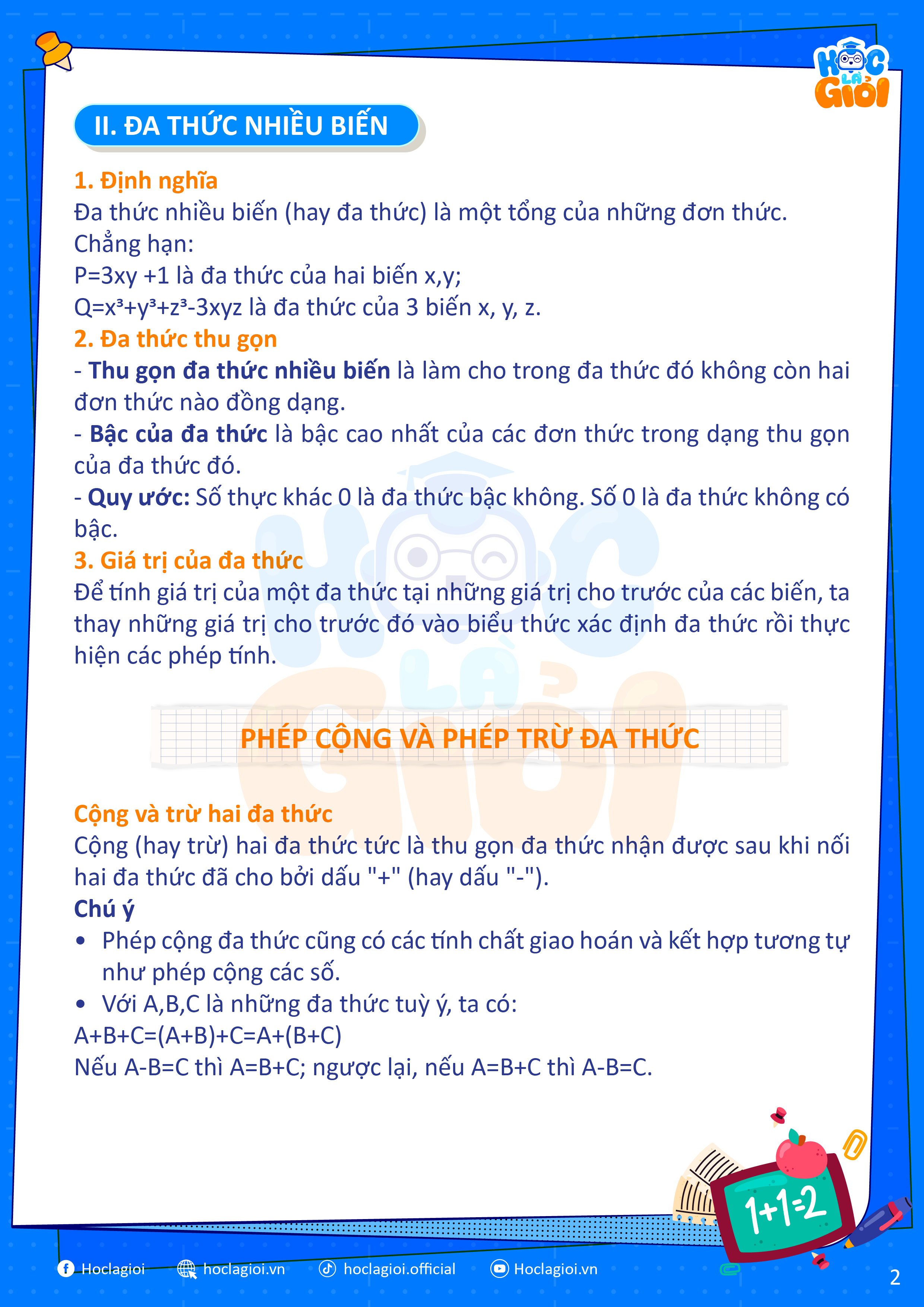 đa thức trong toán 8