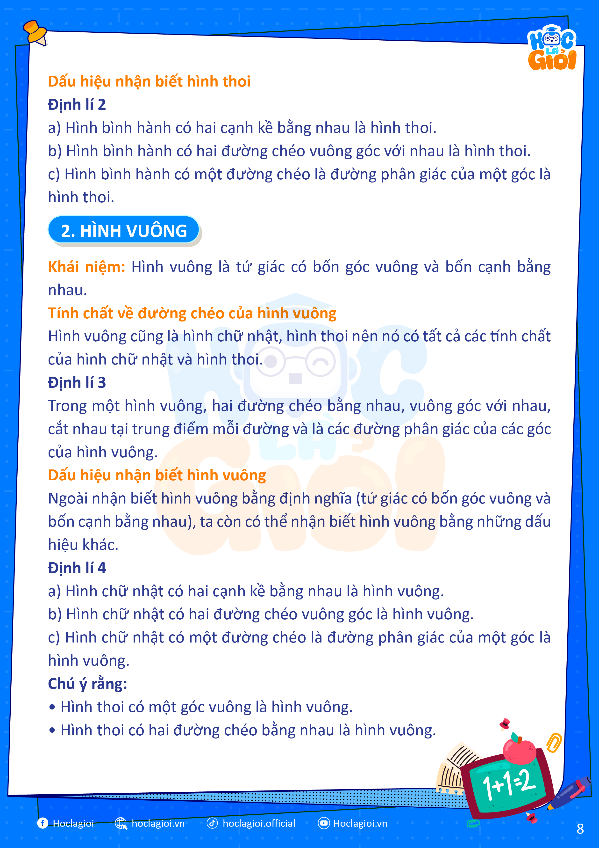 tính chất hình vuông