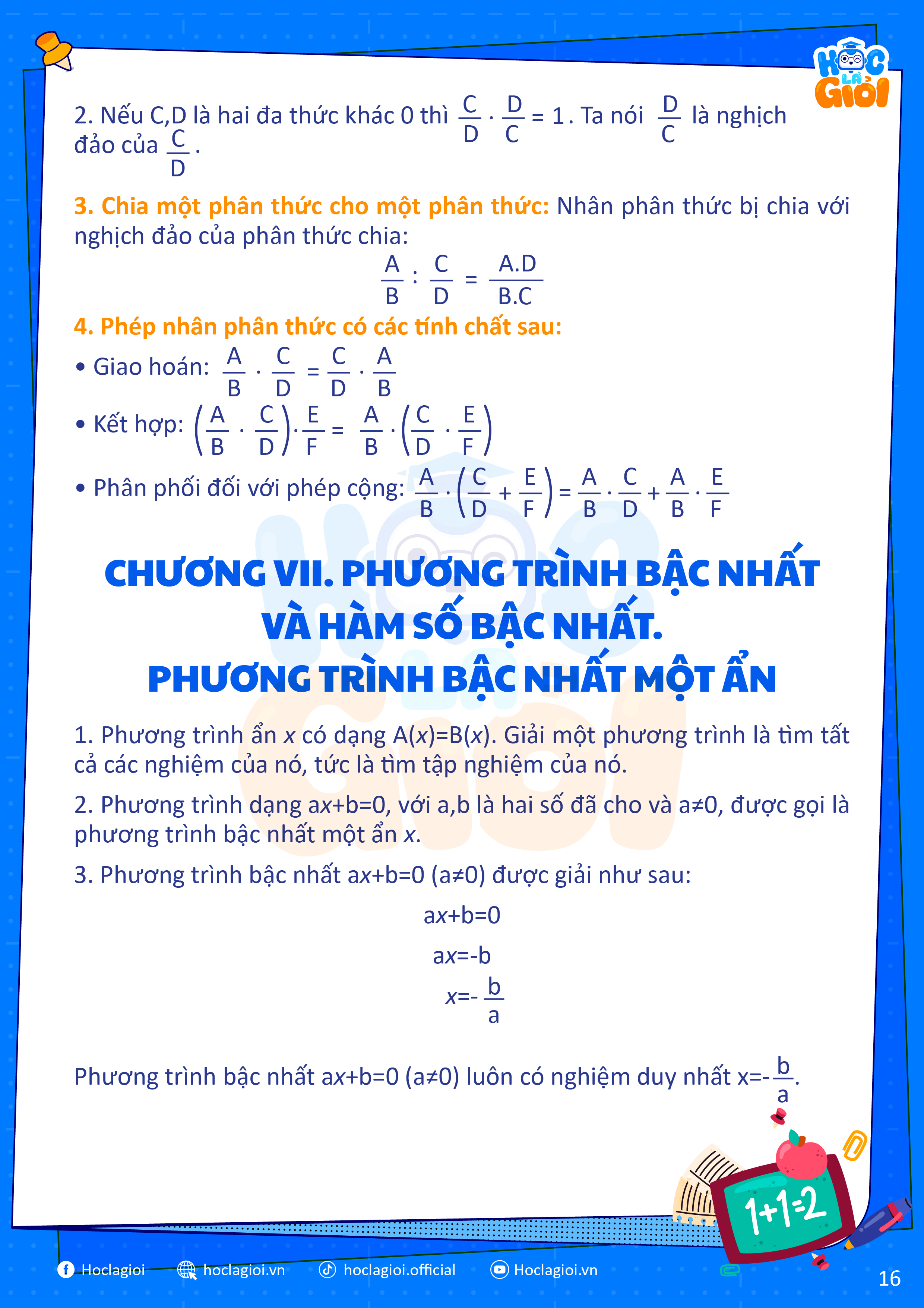 tính chất của phân thức