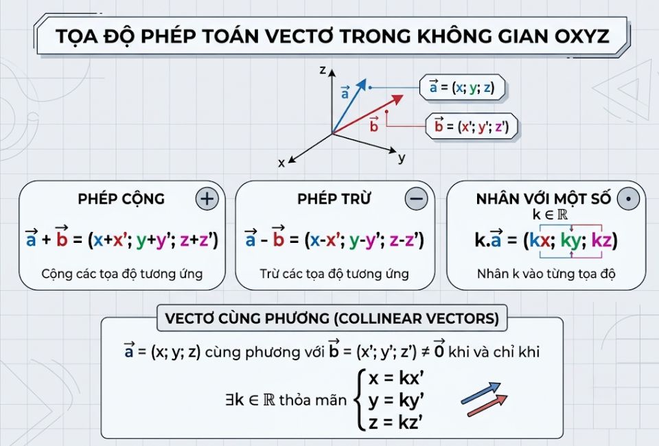 Tọa độ phép cộng, phép trừ, phép nhân một số với một vectơ
