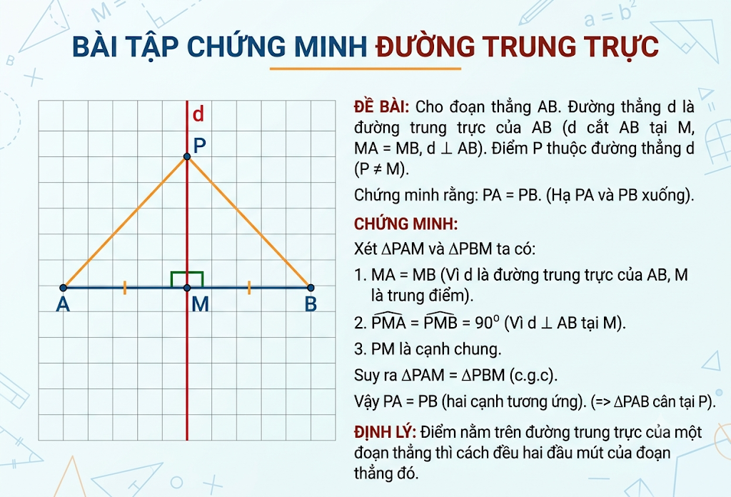 Các dạng bài tập chứng minh đường trung trực