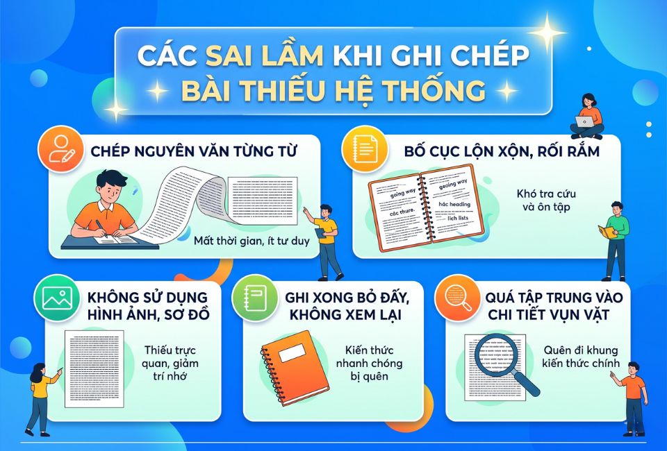 Các sai lầm khi ghi chép bài thiếu hệ thống