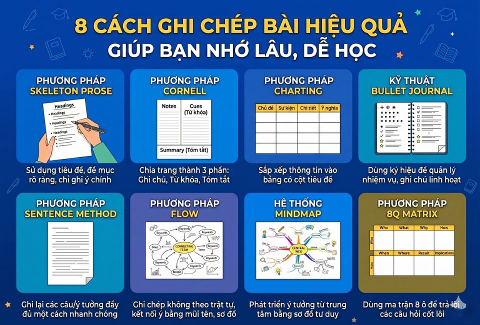 8 cách ghi chép bài hiệu quả giúp bạn nhớ lâu, dễ học