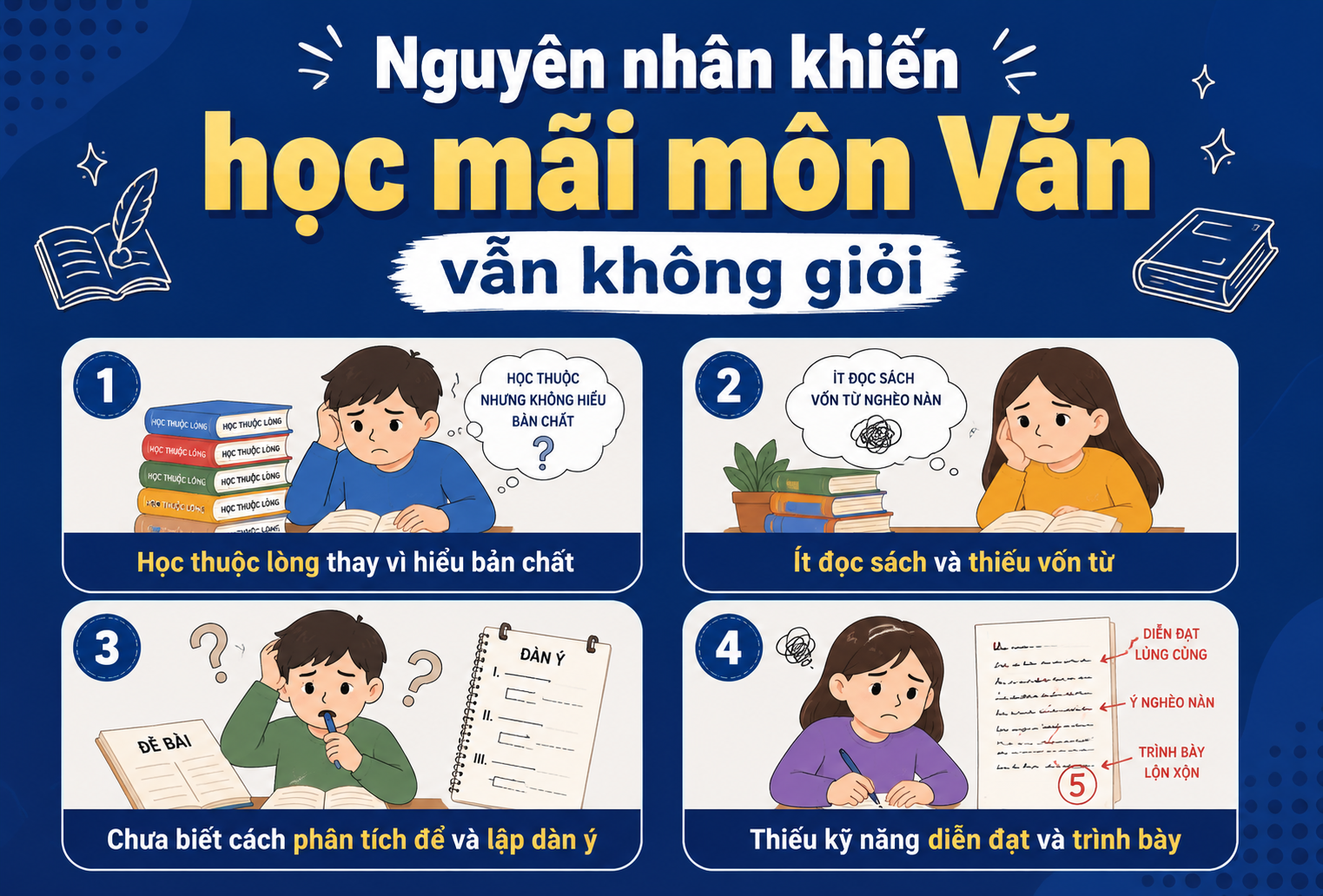 Nguyên nhân khiến học mãi môn Văn vẫn không giỏi