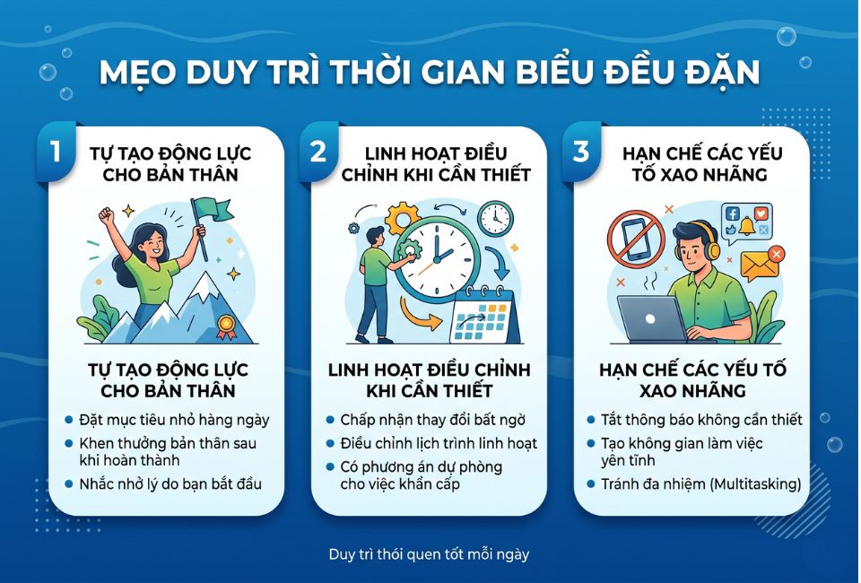 Mẹo duy trì thời gian biểu đều đặn