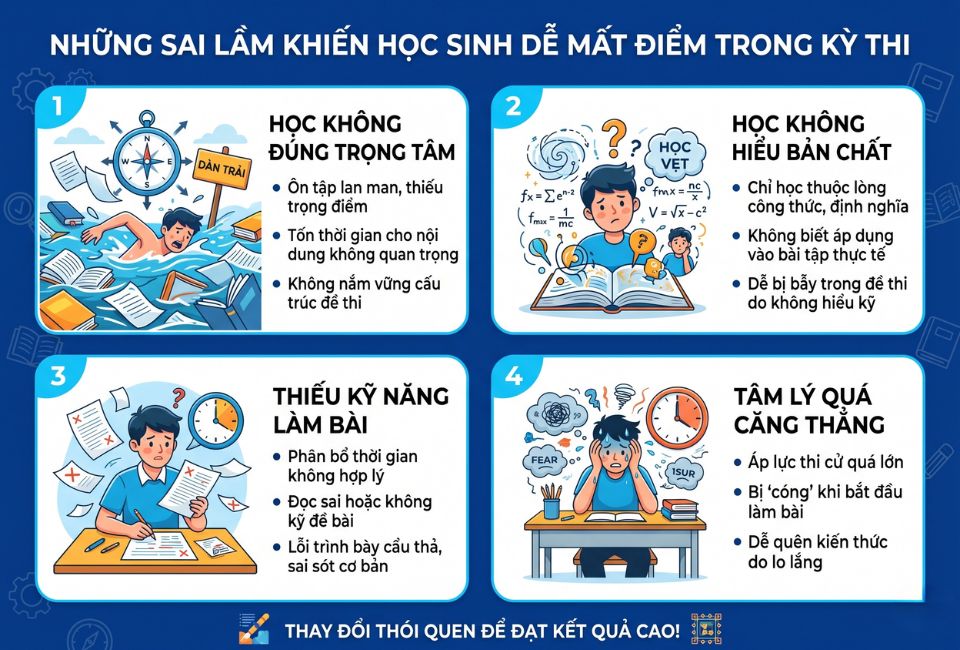 Những sai lầm khiến học sinh dễ mất điểm trong kỳ thi