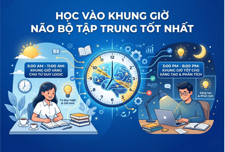 Học vào khung giờ não bộ tập trung tốt nhất