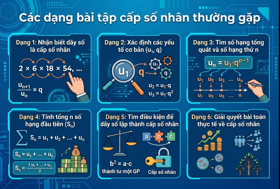Các dạng bài tập cấp số nhân thường gặp