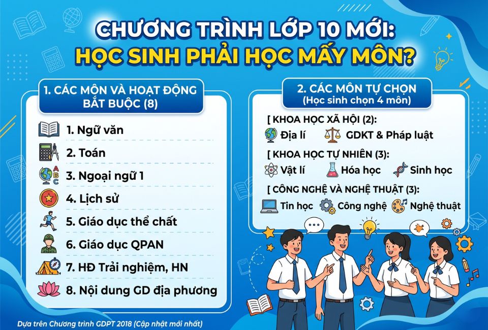 Chương trình lớp 10 mới: Học sinh phải học mấy môn?
