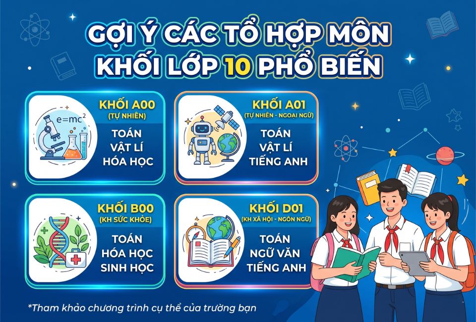 Gợi ý các tổ hợp môn khối lớp 10 phổ biến
