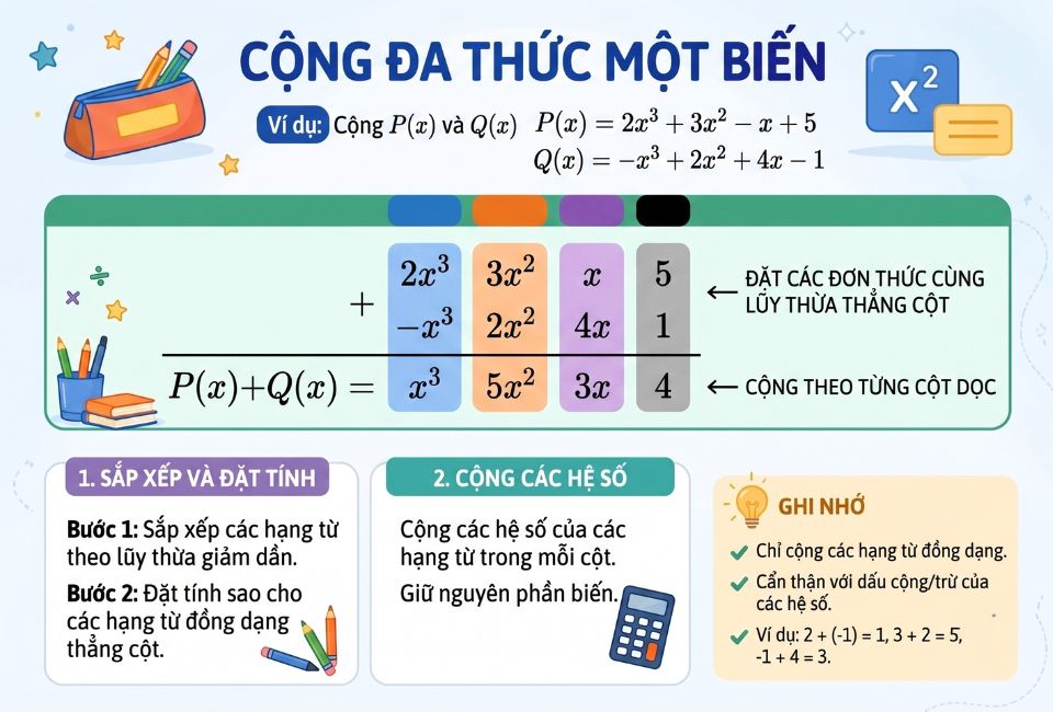 Cộng, trừ đa thức theo cột dọc