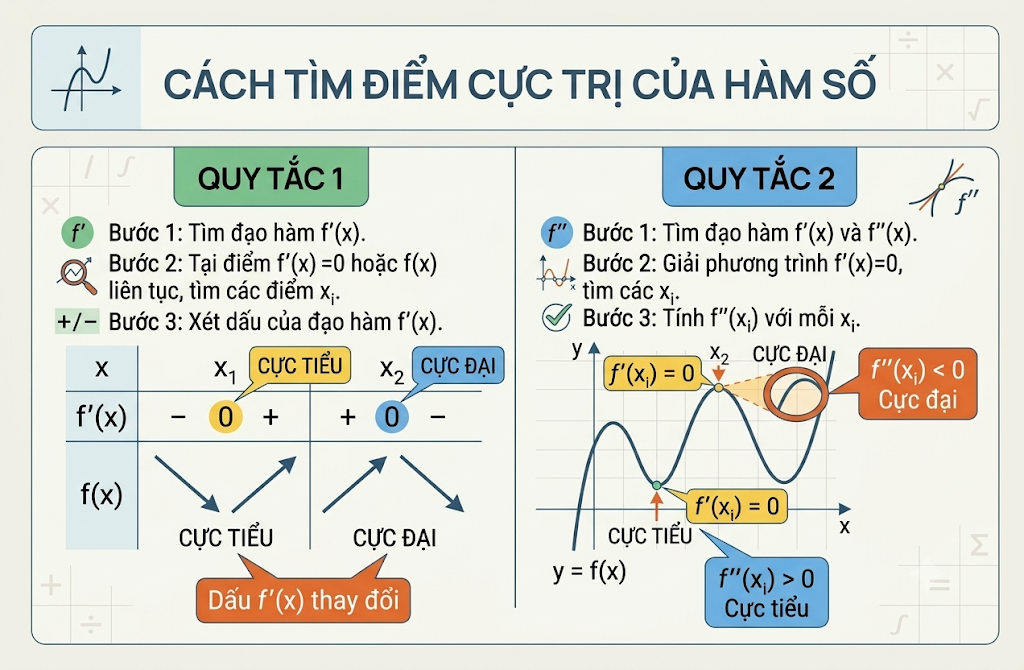 Quy tắc tìm điểm cực trị của hàm số