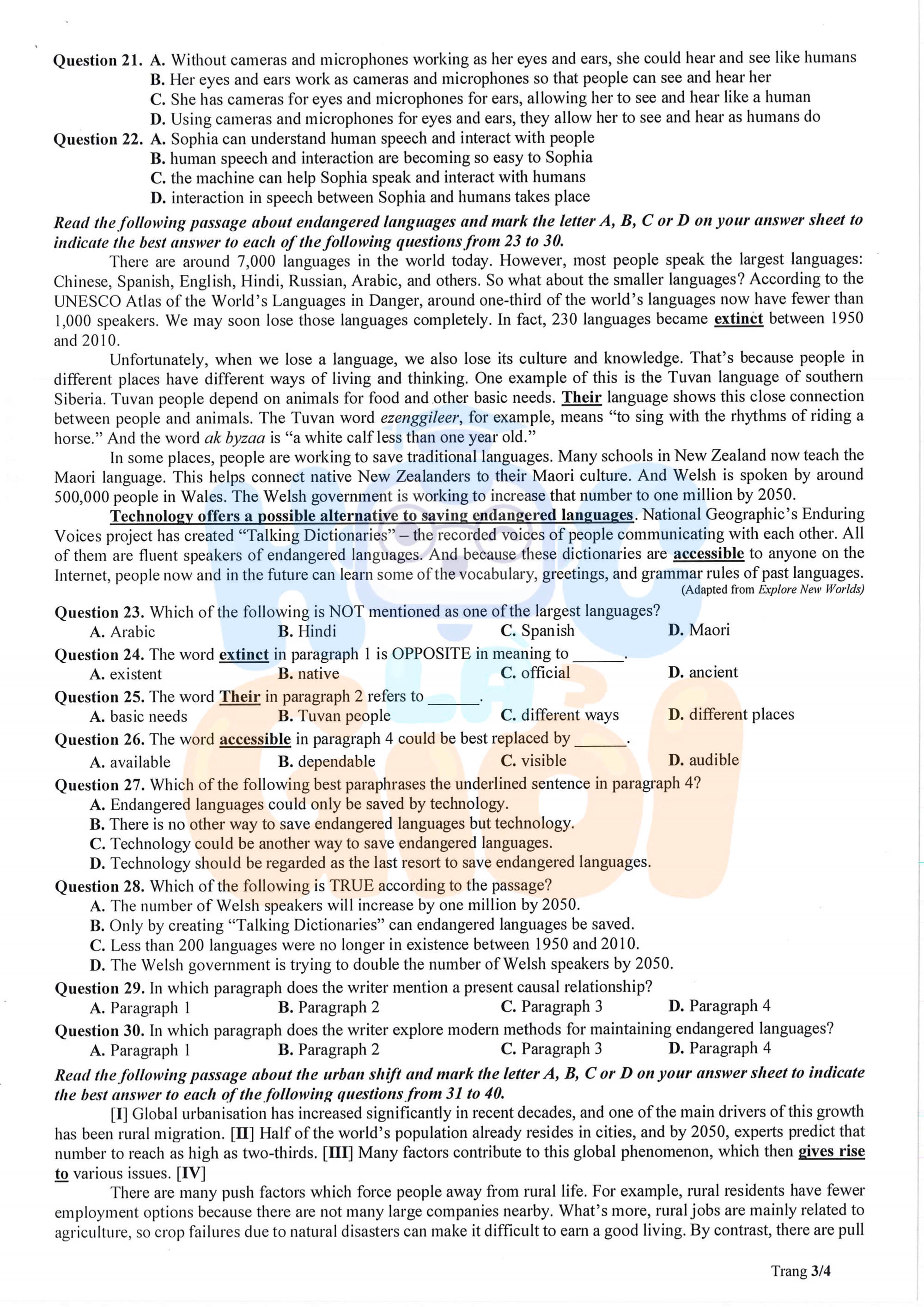 Đề minh họa môn Tiếng Anh THPT quốc gia 2025-2026