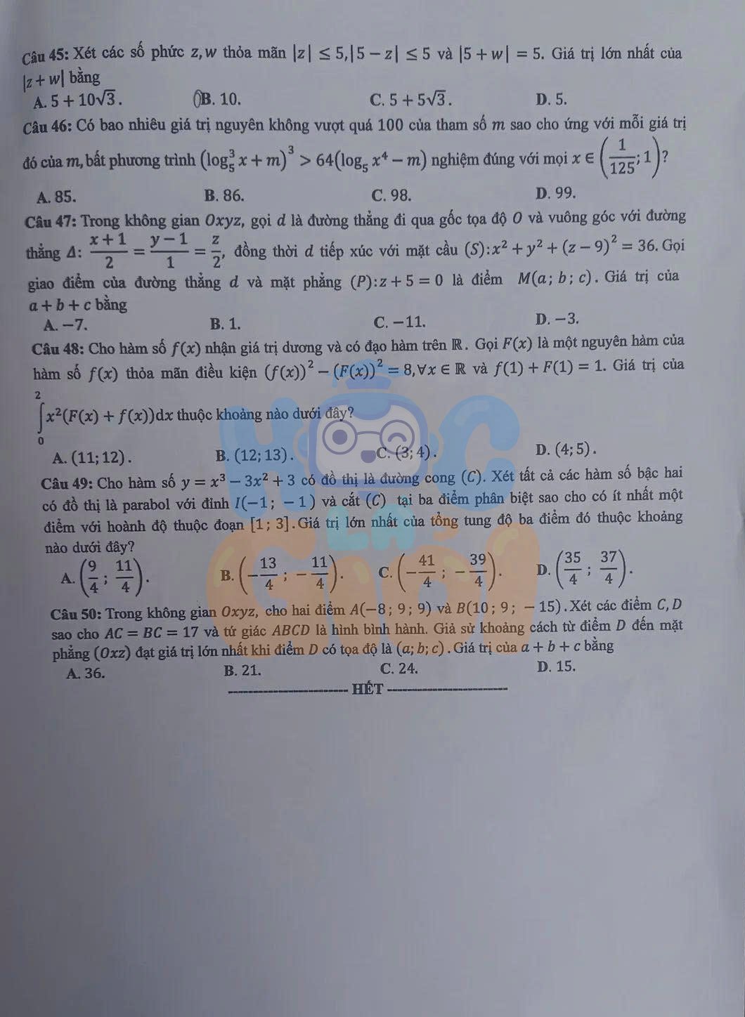 Đề thi môn Toán THPT quốc gia 2025-2026 - 2006