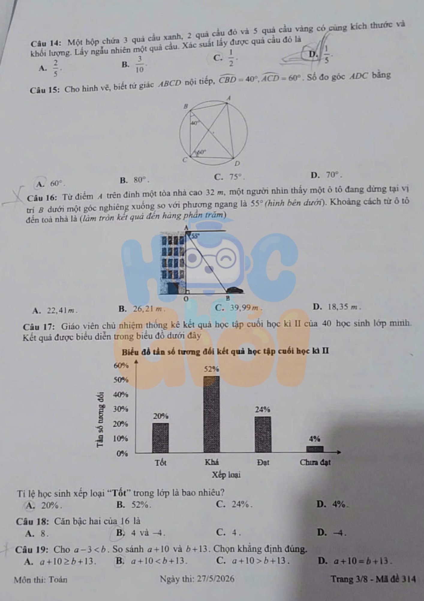 Đề thi môn Toán vào 10 Đồng Tháp 2026-2027