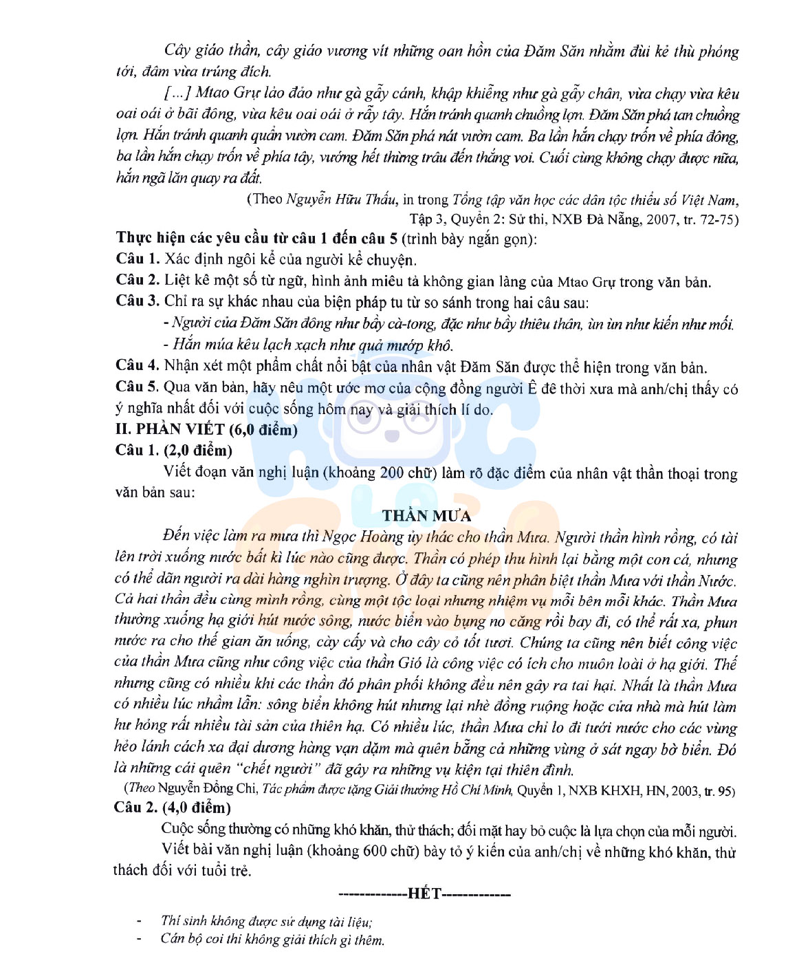 Đề thi minh họa môn Văn THPT quốc gia 2025-2026: