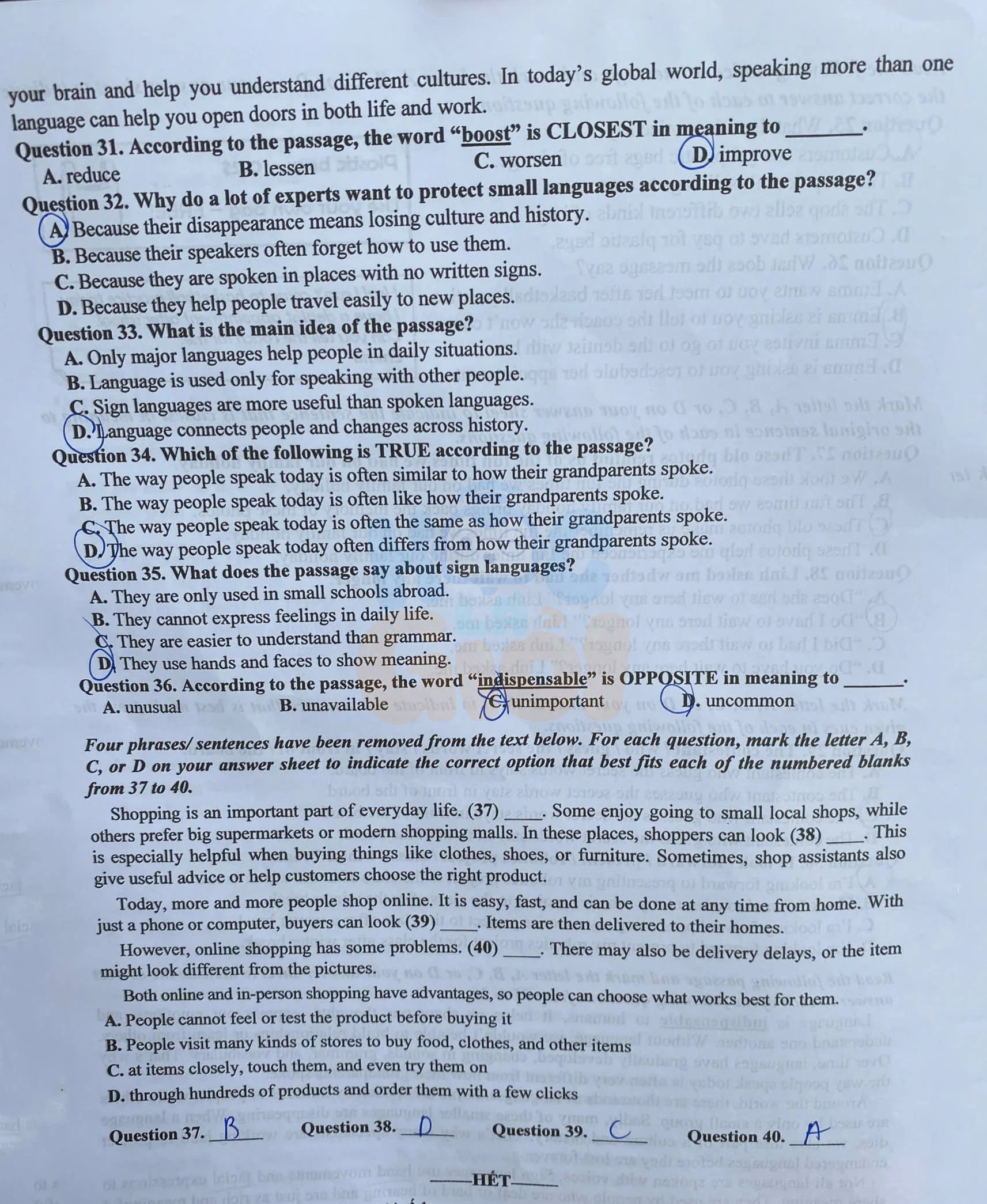 Đề thi Tiếng Anh vào 10 TP Hà Nội 024