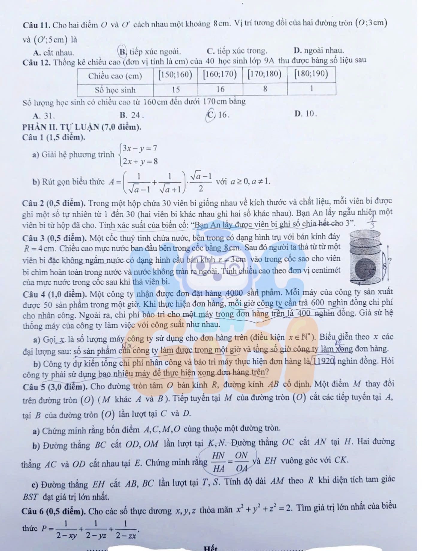 Đề thi và đáp án môn Toán vào 10 Phú Thọ 2026-2027