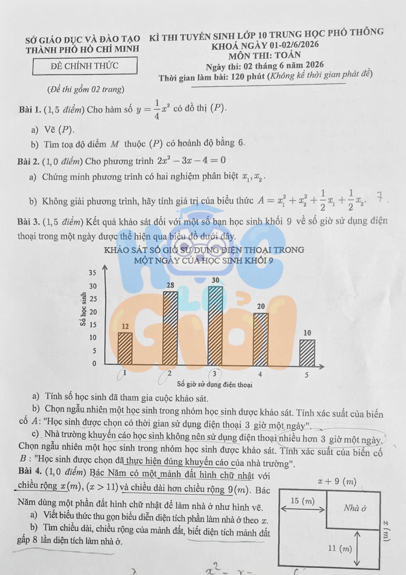 Đề thi và đáp án môn Toán vào 10 TP HCM 2026-2027