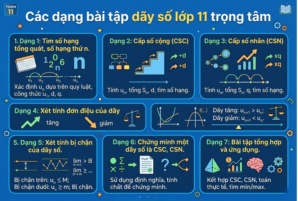 Các dạng bài tập dãy số lớp 11 trọng tâm