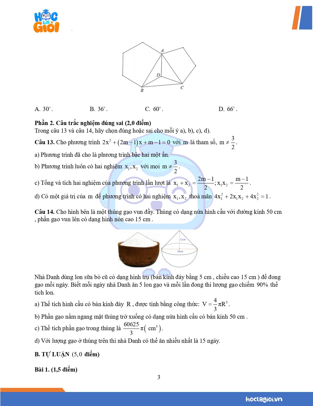 đề 3 ôn thi học kì 2 Toán 9 Kết nối tri thức và cuộc sống 03
