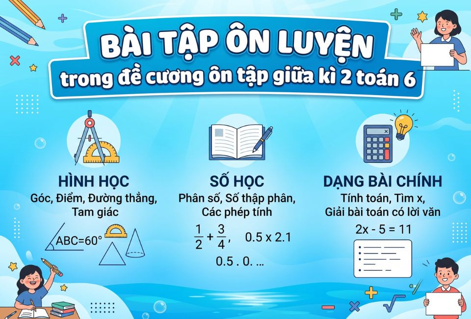 Bài tập ôn luyện trong đề cương ôn tập giữa kì 2 toán 6