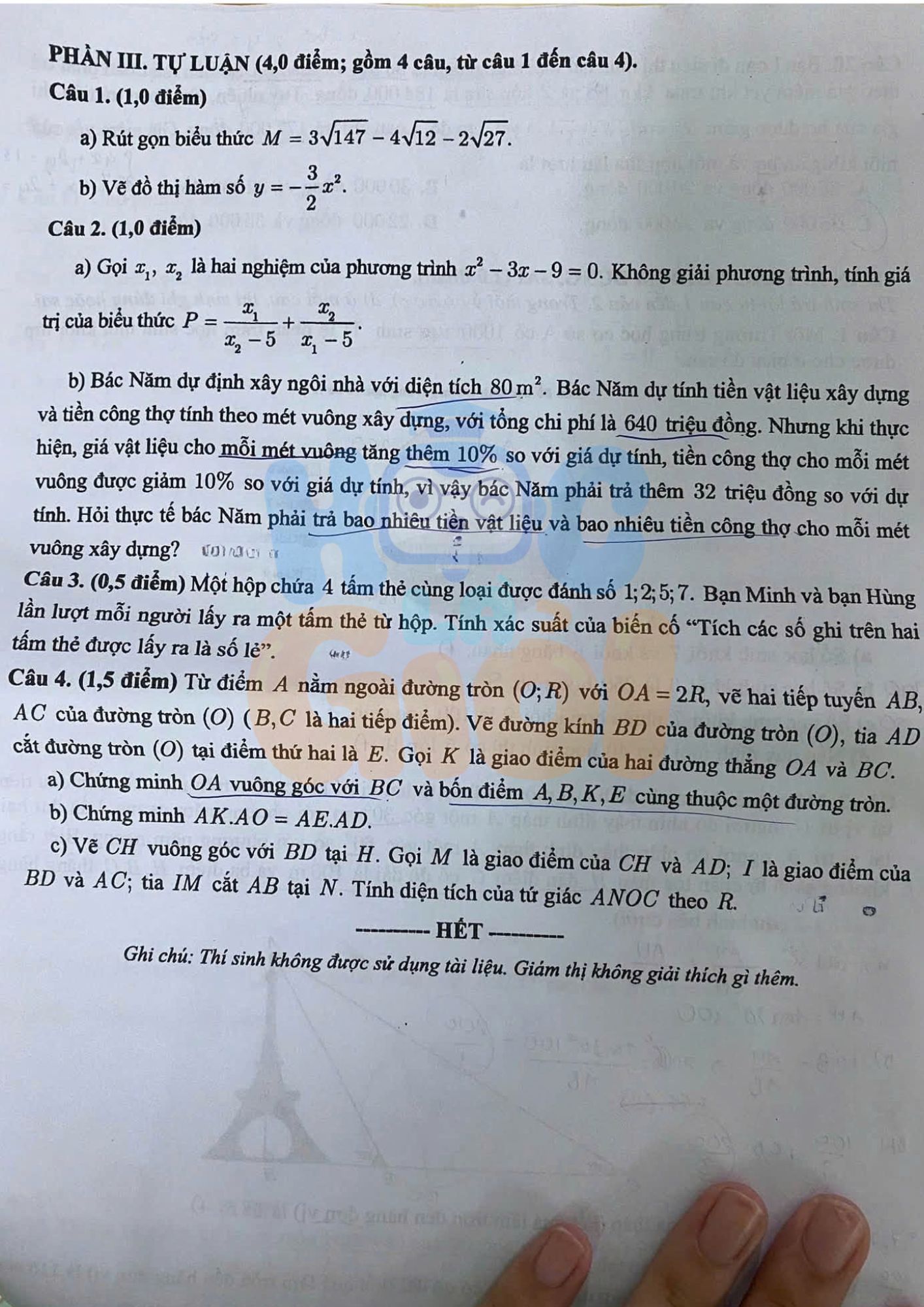 đề thi Toán vào 10 TP Cần Thơ 2026-2027