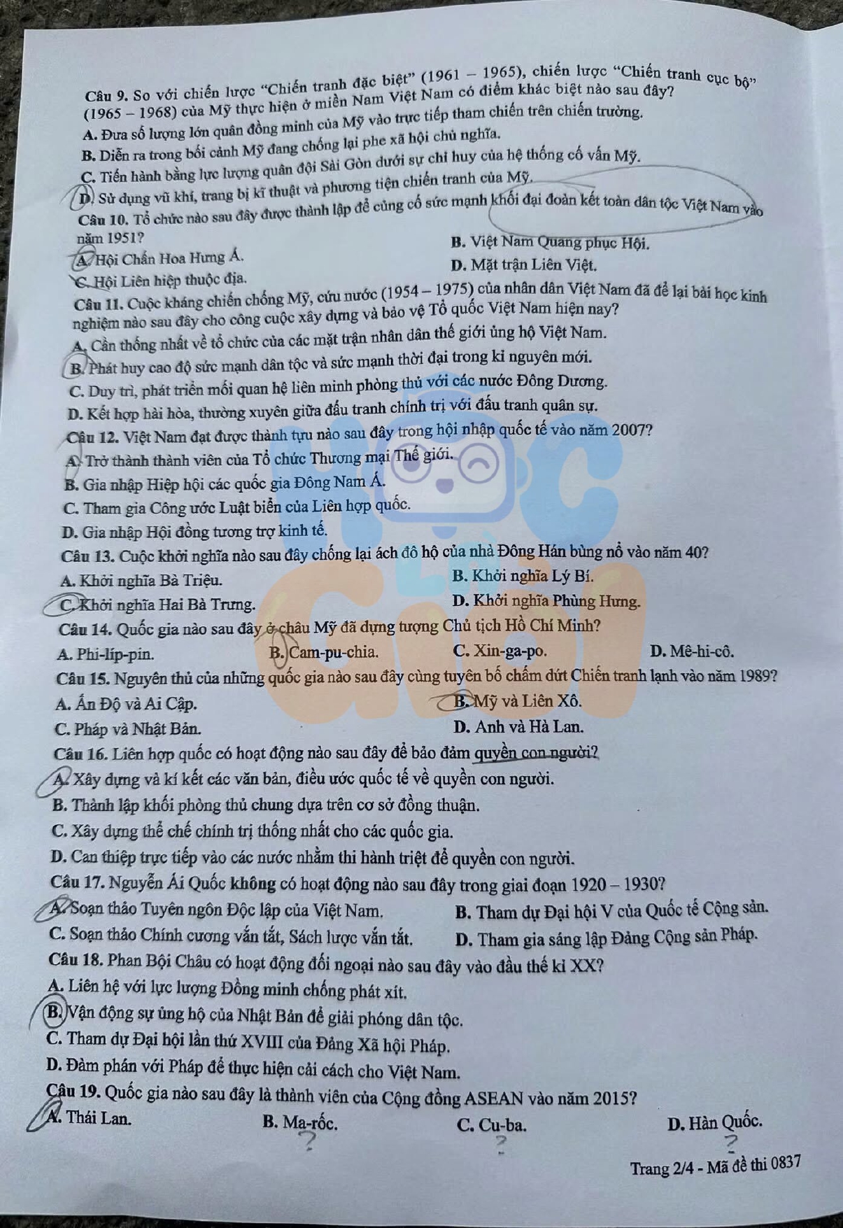 Đề thi môn Lịch sử THPT 2026