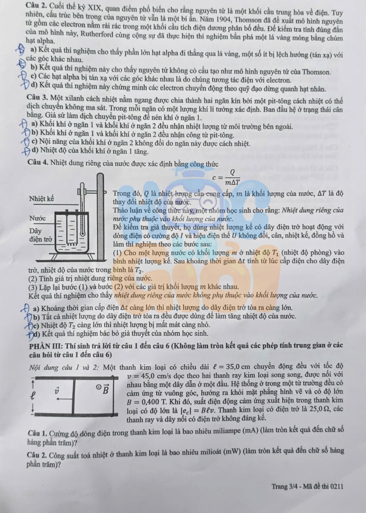 Đề thi môn Vật lý THPT 2026