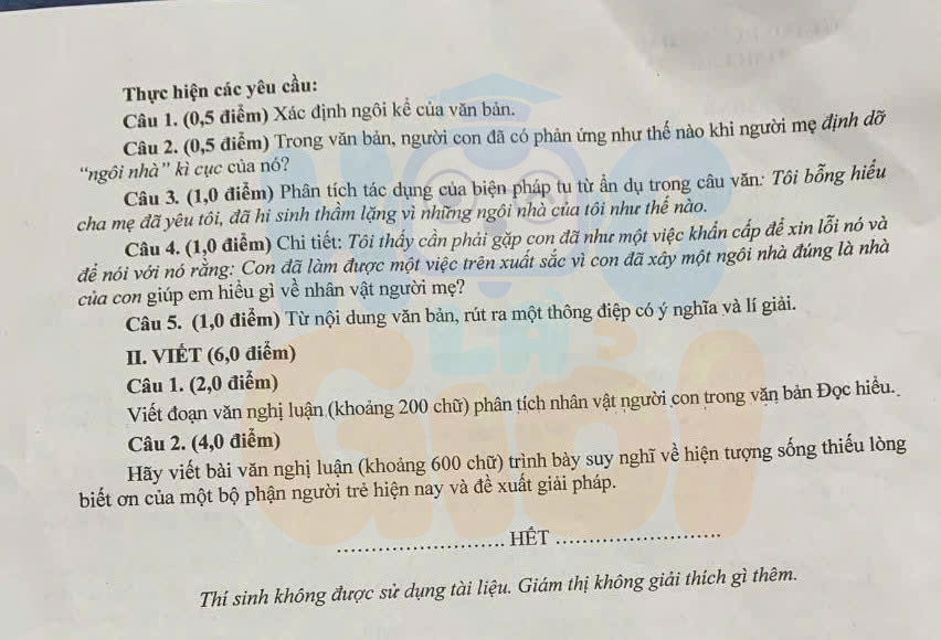 Đề thi môn Văn vào 10 tỉnh Lào Cai 2026-2027