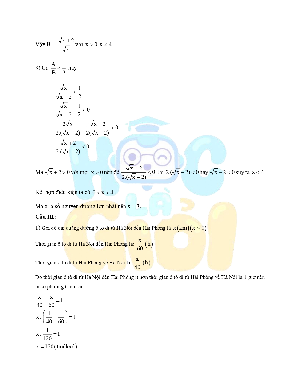 Đáp án đề thi môn Toán vào 10 TP Hà Nội