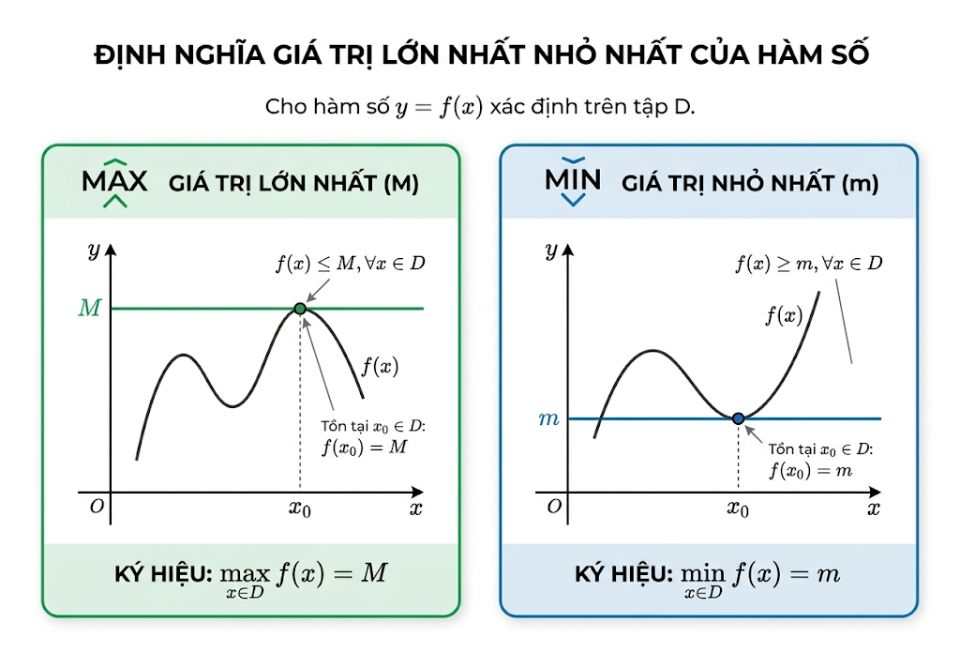 Định nghĩa giá trị lớn nhất nhỏ nhất của hàm số