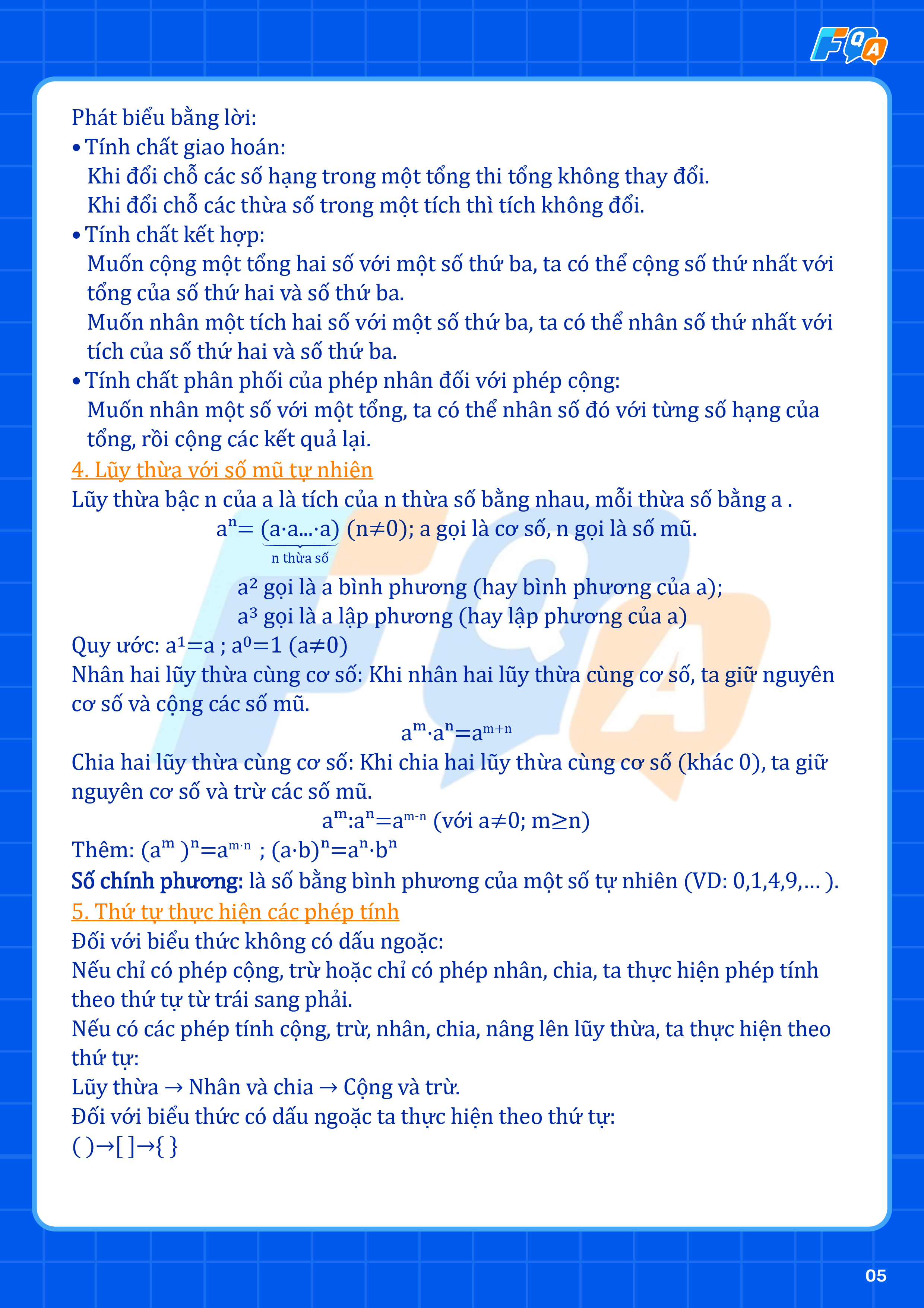 kiên thức lũy thừa lớp 6