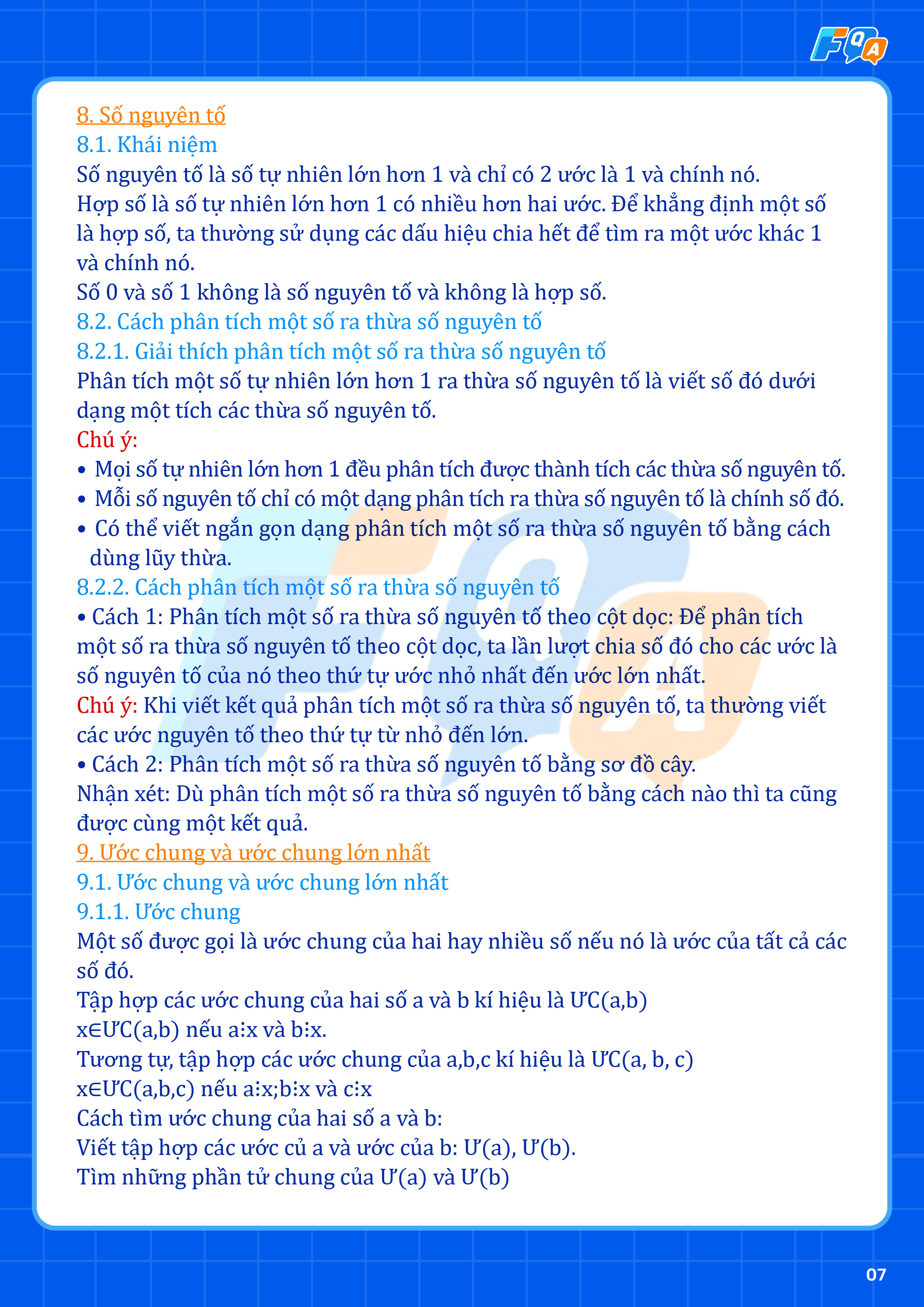 kiến thức toán lớp 6 số nguyên tố