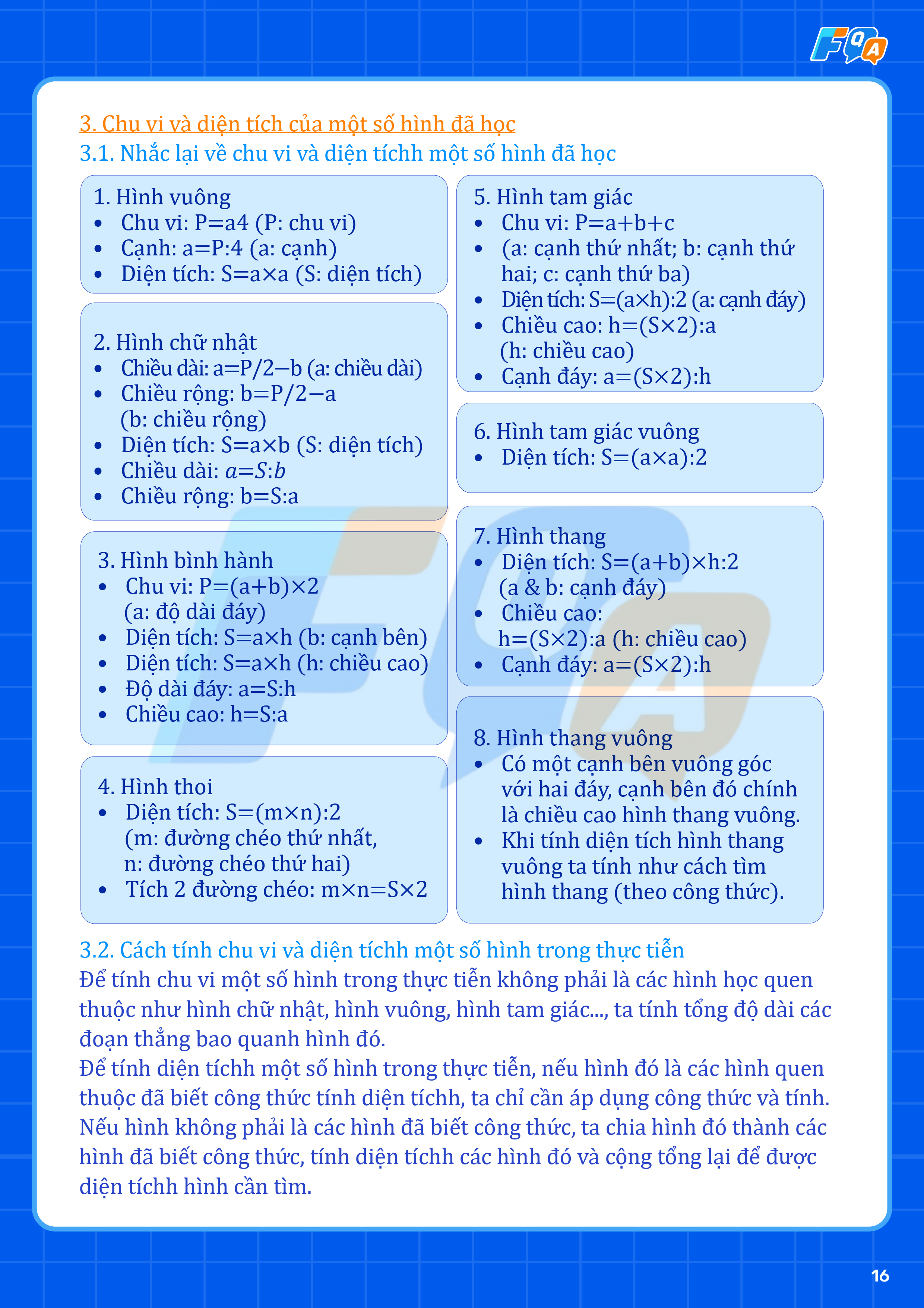 tổng hợp cộng thúc tính chu vi, hình học toán lớp 6
