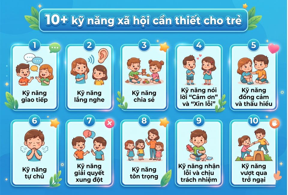 10+ kỹ năng xã hội cần thiết cho trẻ