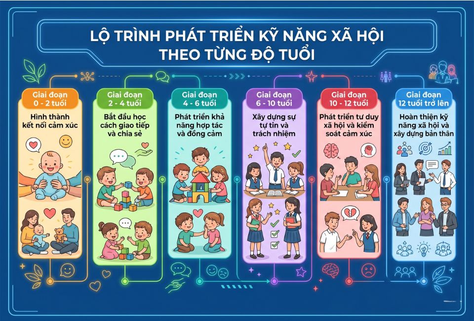 Lộ trình phát triển kỹ năng xã hội theo từng độ tuổi