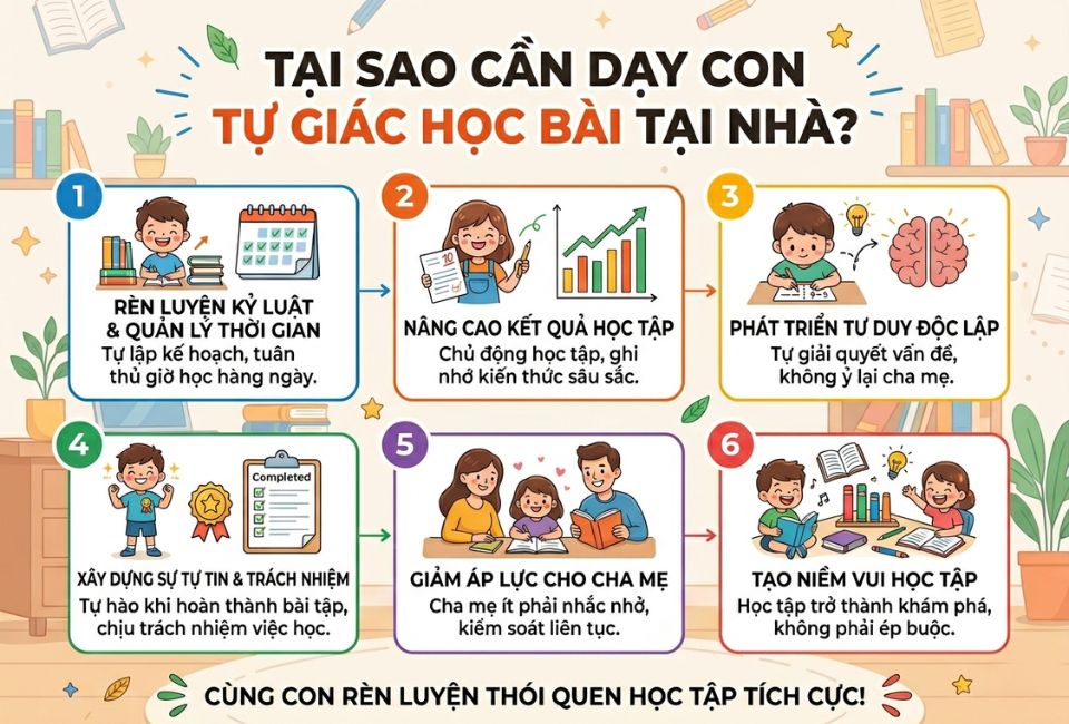 Tại sao cần dạy con tự giác học bài tại nhà?