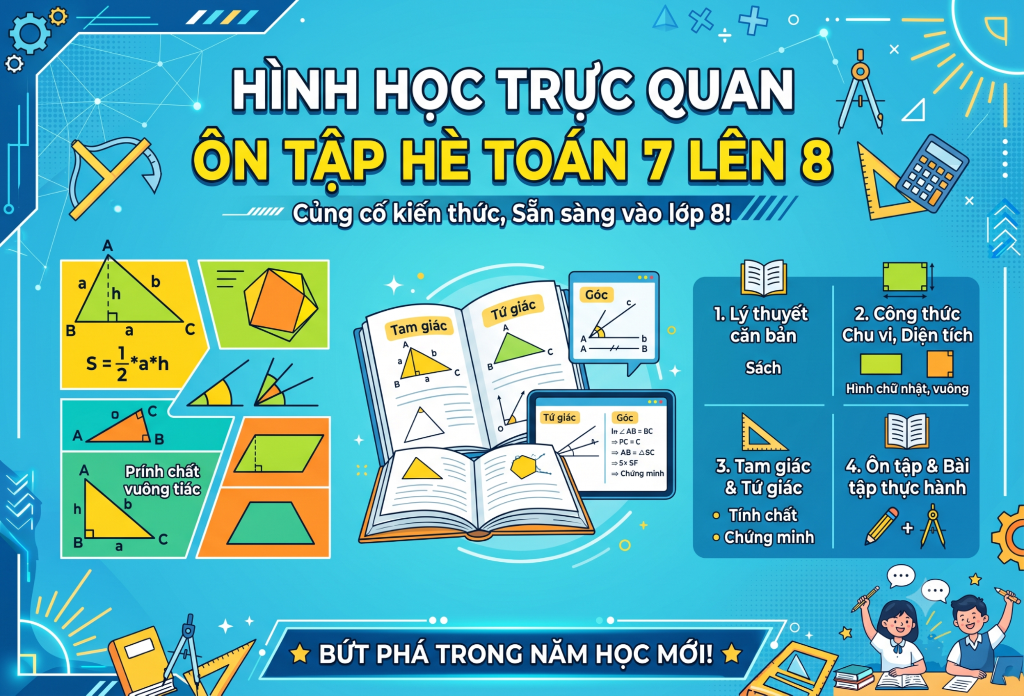 Hình học trực quan ôn tập hè toán 7 lên 8