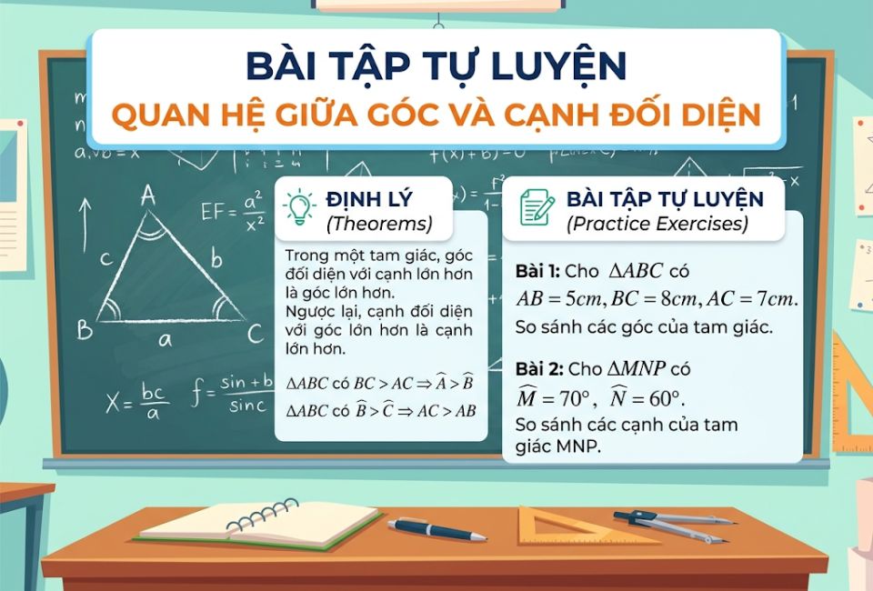 Bài tập tự luyện quan hệ giữa góc và cạnh đối diện