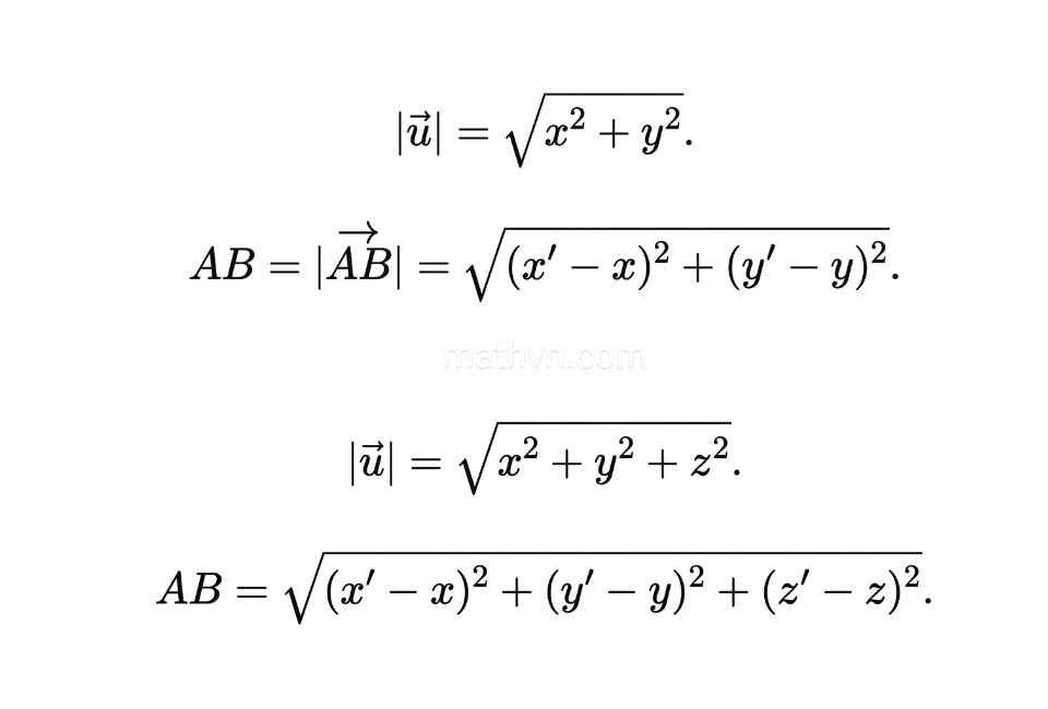 Cách tính độ dài toán lớp 10 nhanh, dễ nhớ