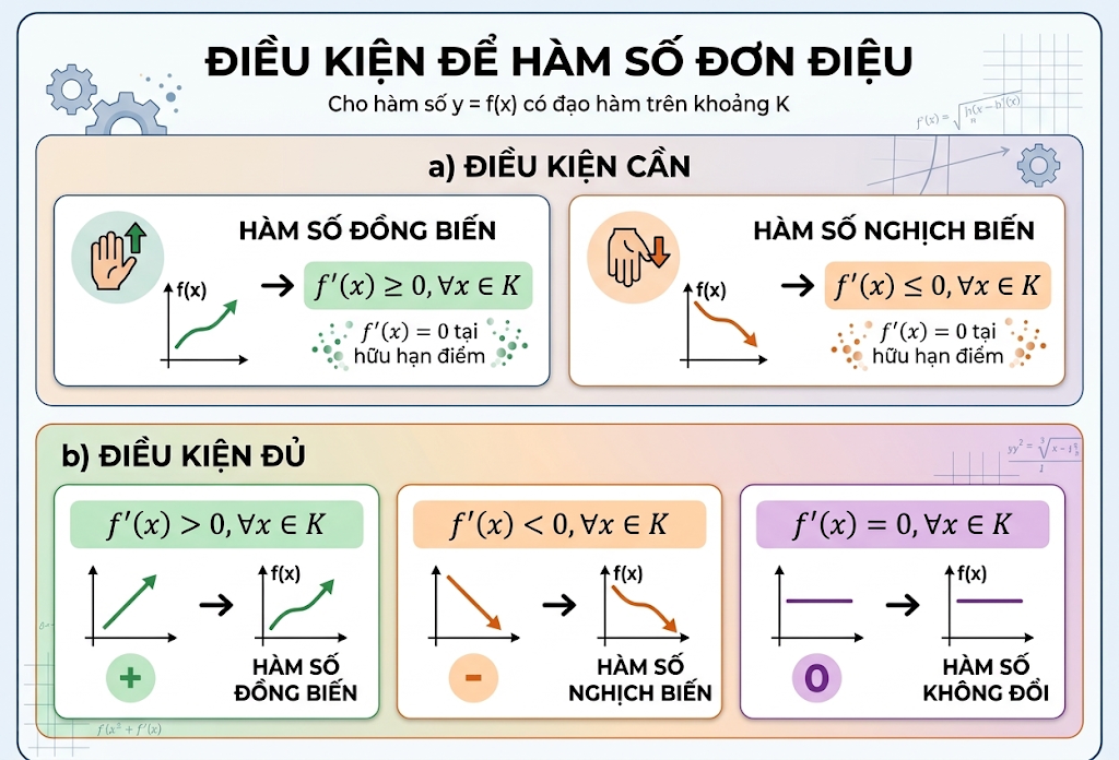 Điều kiện để hàm số đơn điệu