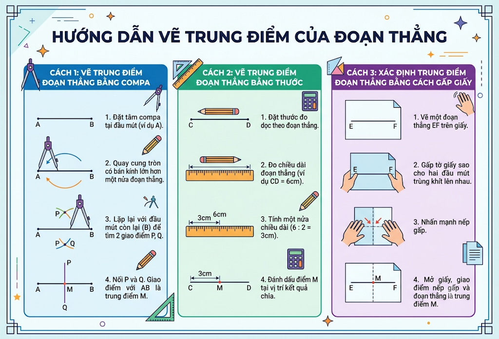Hướng dẫn vẽ trung điểm của đoạn thẳng