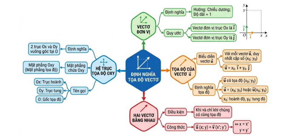 Sơ đồ khái quát định nghĩa vectơ trong mặt phẳng toạ độ